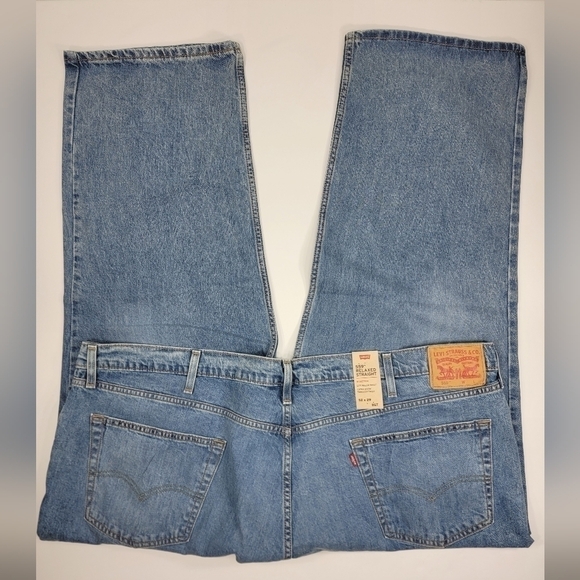 NEW LEVIS BIG & TALL 559 RELAXED STRAIGHT STRETCH JEANS 52X29 MEDIUM WASH NWT - Picture 9 of 10